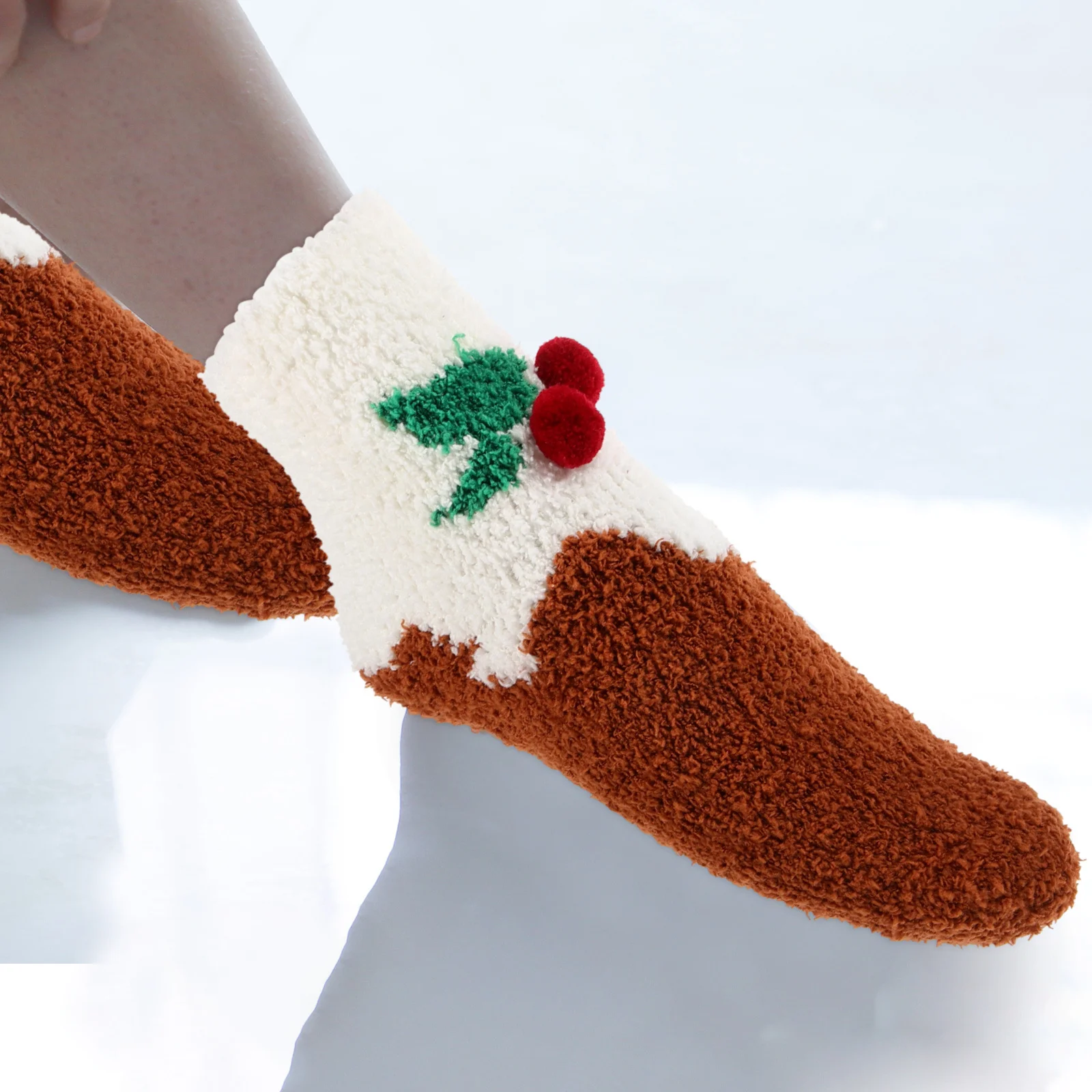 

4Pairs Women Ankle Socks Christmas Breathable Polyester Comfortable Lightweight Warm Fashion Casual Dress Gift Socks