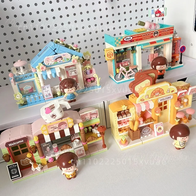 

Fermi Box Bolognese Street Scene Series Building Block Bakery Coffee Shop Flower Shop Educational Toy Model Decoration Girl Gift
