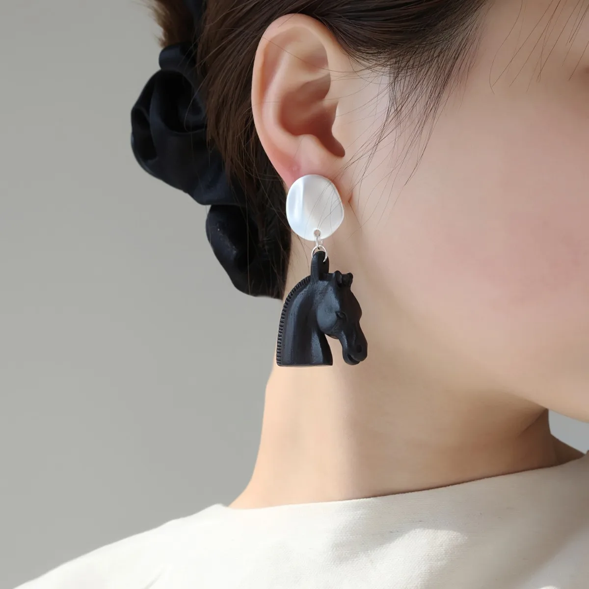 Withered Old Money Wind Wooden Relief Handmade Earrings, Good Luck In The Year Of The Horse Jewelry Earrings Women's