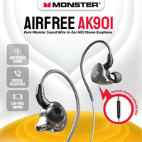 Monster Airfree AK901 Type C/3.5mm Wired In-Ear Headphones Sports Gaming Earphone Deep Bass Stereo HiFi Music Earbuds With Mic
