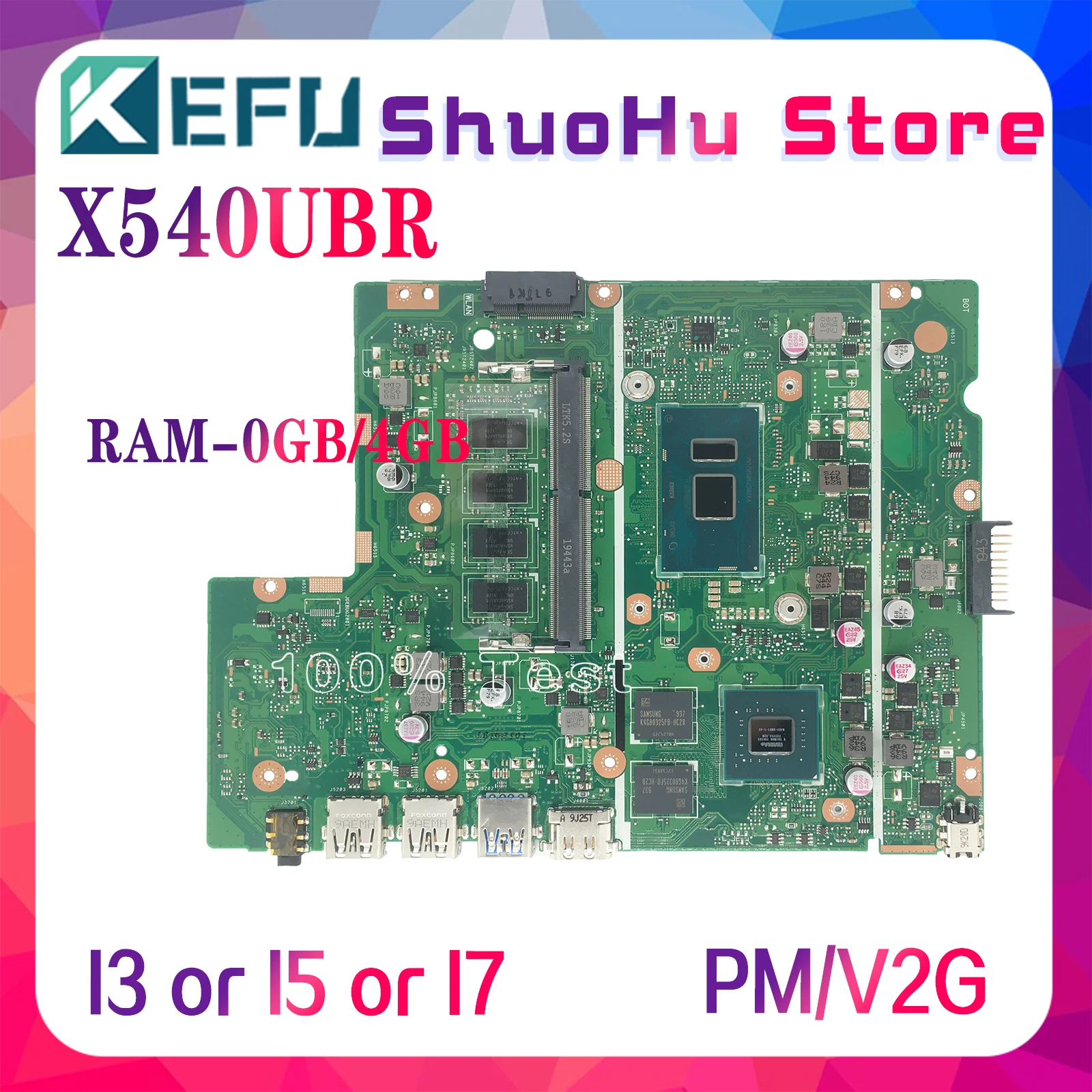 

KEFU Mainboard X500U X543U R540U P540U F540U A540U K540U X540UV X540UB X540UBR Laptop Motherboard I3 I5 I7 0GB/4GB/8GB-RAM