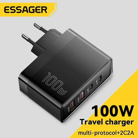 Essager 100W GaN USB Tipo C Caricabatterie PD QC Ricarica rapida 4.0 3.0 Tipo C Ricarica Rapida Per iPhone 14 13 12 Xiaomi MacBook