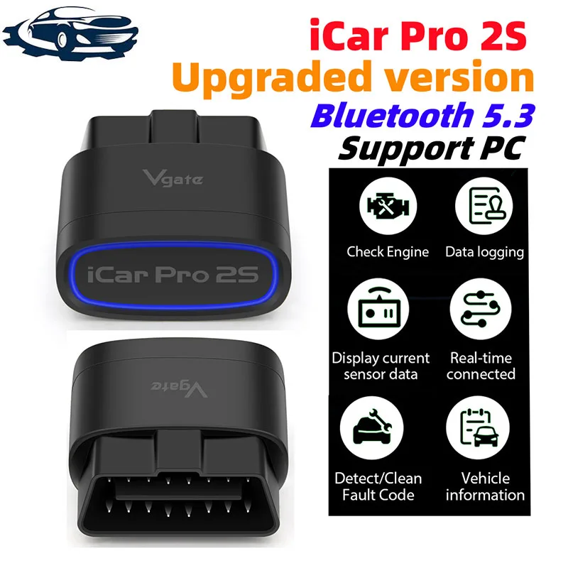 New Vgate iCar Pro 2S ELM327 Bluetooth 5.3 for Android/IOS/PC OBD2 Car Diagnostic Tool elm 327 Upgraded OBD 2 V2.3 Auto Scanner