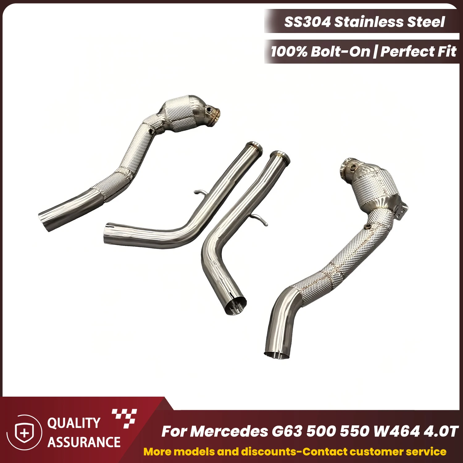 

ECCF Sports Downpipe With Heat Shield For Mercedes G63 500 550 W464 4.0T Aggressive Exhaust Sound High Flow Performance Upgrade