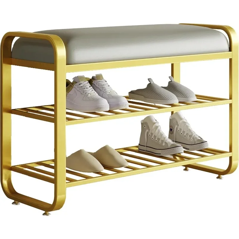 

Home Furnishings Shoe Bench,entryway Bench with Storage,Modern Rack with Cushion,upholstered 3 Tier Metal torage