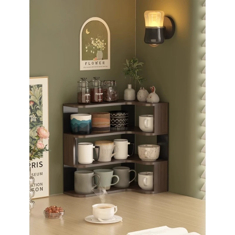 

Desktop corner rack cup shelf shelf water cup storage rack office tea coffee cup living room