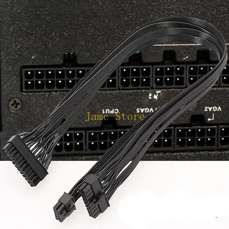 LX0B Black Flat Modular Power Cable 10Pin + 18Pin to 24Pin 18AWG for Power Supply
