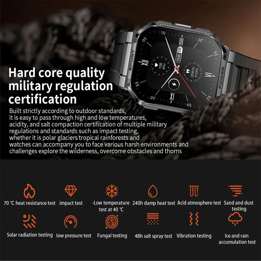 Wytrzymałe zegarki wojskowe Smart Watch Men Ftiness Ip68 wodoodporne 1.83 ''AI Voice Bluetooth Smartwatch z funkcją dzwonienia 2023 dla Android IOS