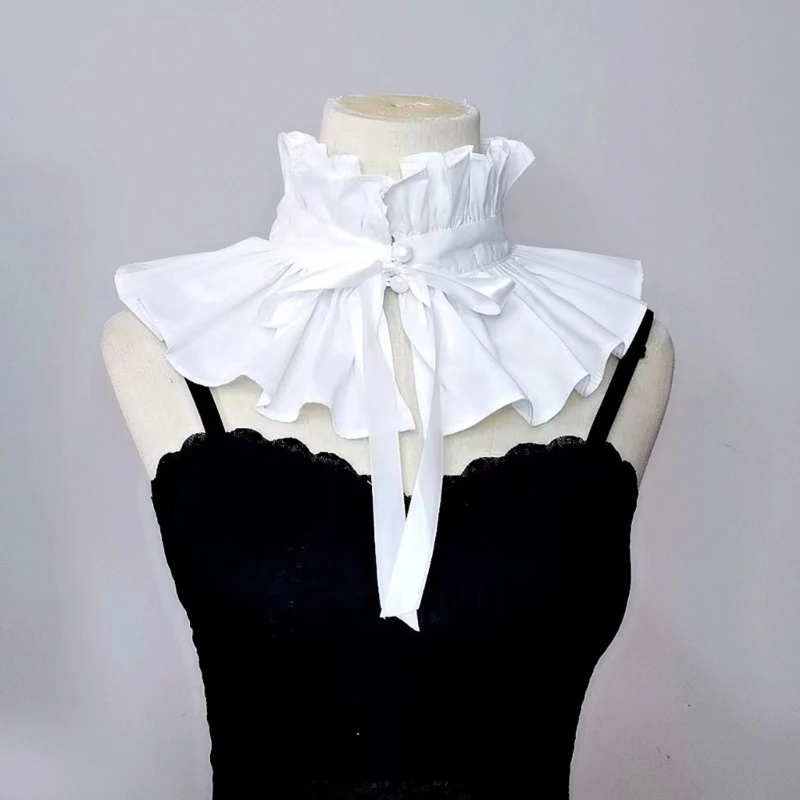 

Victorian Ruffled Collar Elegant Sweet Girls Blouse Collar Lapel Shawl Decorative Lapel for Lady Medieval Cosplay