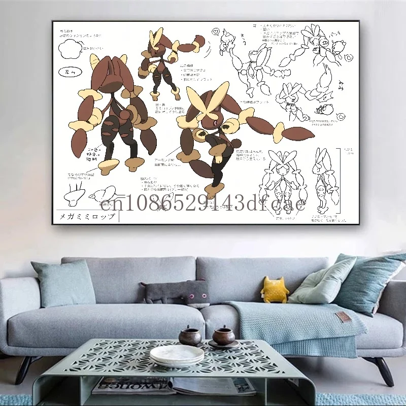 Peinture sur Toile Pokémon Mewtwo Garchomp, Affiche Imprimée Interconnexion, Art Mural, Image Dégradée, Décoration de Maison, Cadeaux pour Enfants