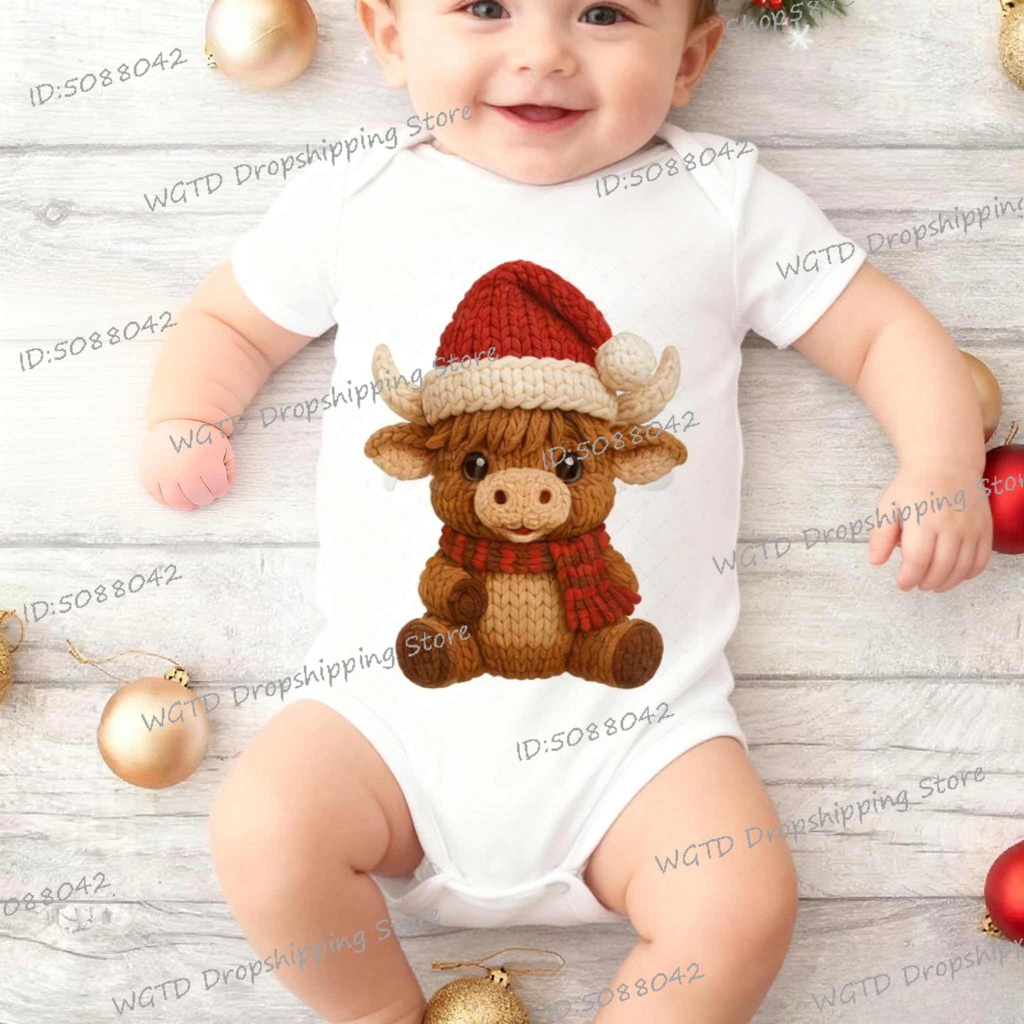 

Cute Mountain Cattle Christmas Printed Baby Bodysuit Infant Christmas Cotton Outfit Newborn Jumpsuit Toddler Xmas Romper Gift