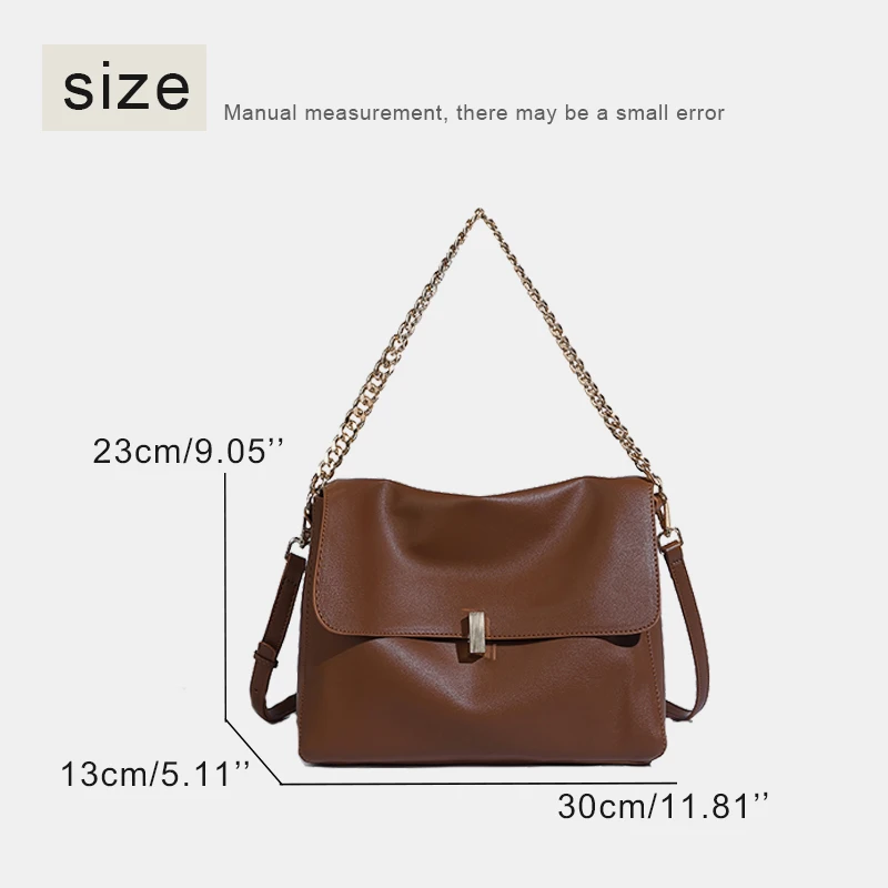 Vintage Messenger Bags For Women Luksusowe designerskie torebki i portmonetki 2023. Nowość w PU Leather Lock Chain Strap Underarm Shoulder