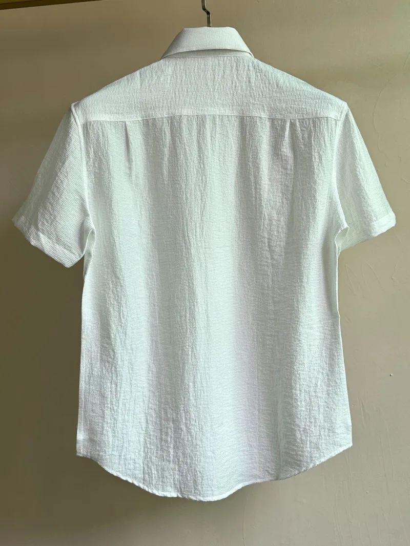 

2025 New Summer Cool Feeling Lyocell Blended Men's Casual Shirt Lightweight Breathable Short Sleeve One-piece Collar Versatile