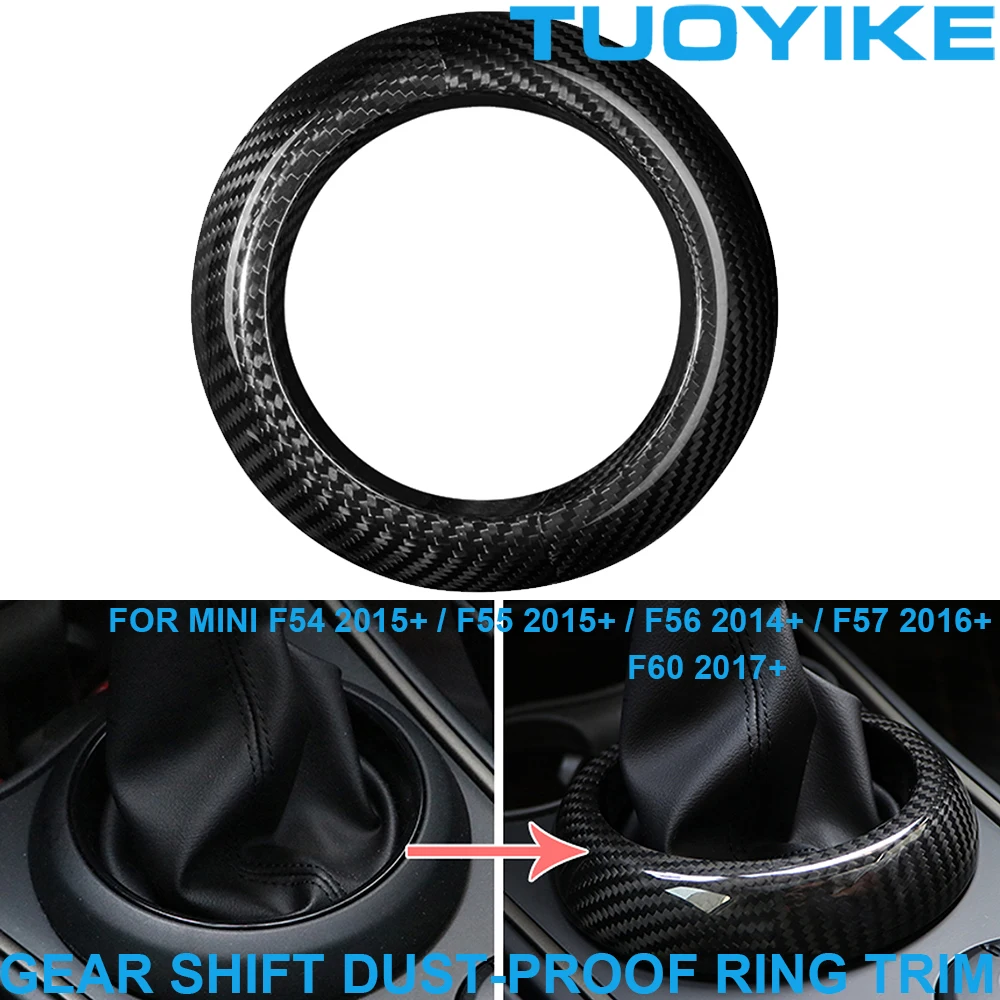 Car Real Dry Carbon Fiber Console Gear Shift Dust-proof Ring Frame Trim Cover For BMW Mini Cooper F54 F55 F56 F57 F60 2015-Up