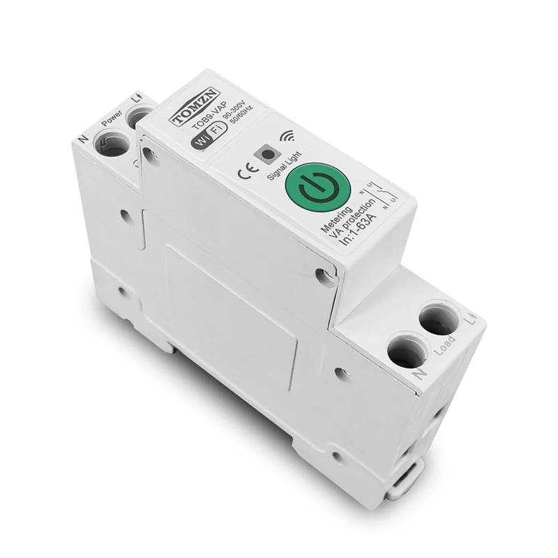 TOMZN 63A Tuya Wifi MCB Circuit Breaker Over Current Under Voltage Protection Power Metering Wireless Remote Control Switch