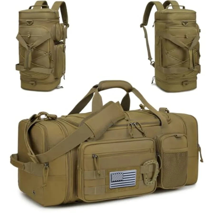 

3 in 1 Tactical Gym Bag Backpack for Men 40-45L Expandable Travel Duffle Bag for Women Military Sport Duffel Bags Weekend Overn