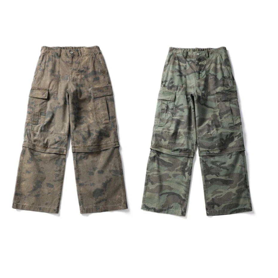 

Men Camouflage Pants Cotton Casual Cargo Pant Men Streetwear Wide Leg Function Paratrooper Pants Cityboy Baggy Removable Trouser