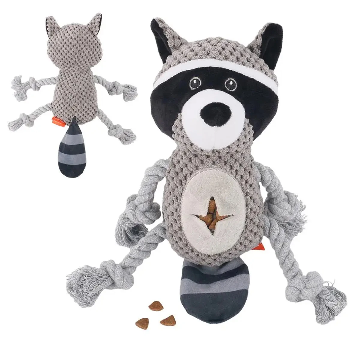 Dog Plush Toy Spot Plush Stuffed Raccoon Pet Toy With Food Leakage Function Interactive Sounding Dog Toy Fleece Squeak Toys