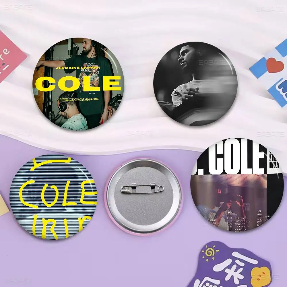 Singer J-Cole 32/44/58mm Handmade Pin Round Funny Snap-in Brooches for Backpack Cothes Accessories Badge Hat Decoration