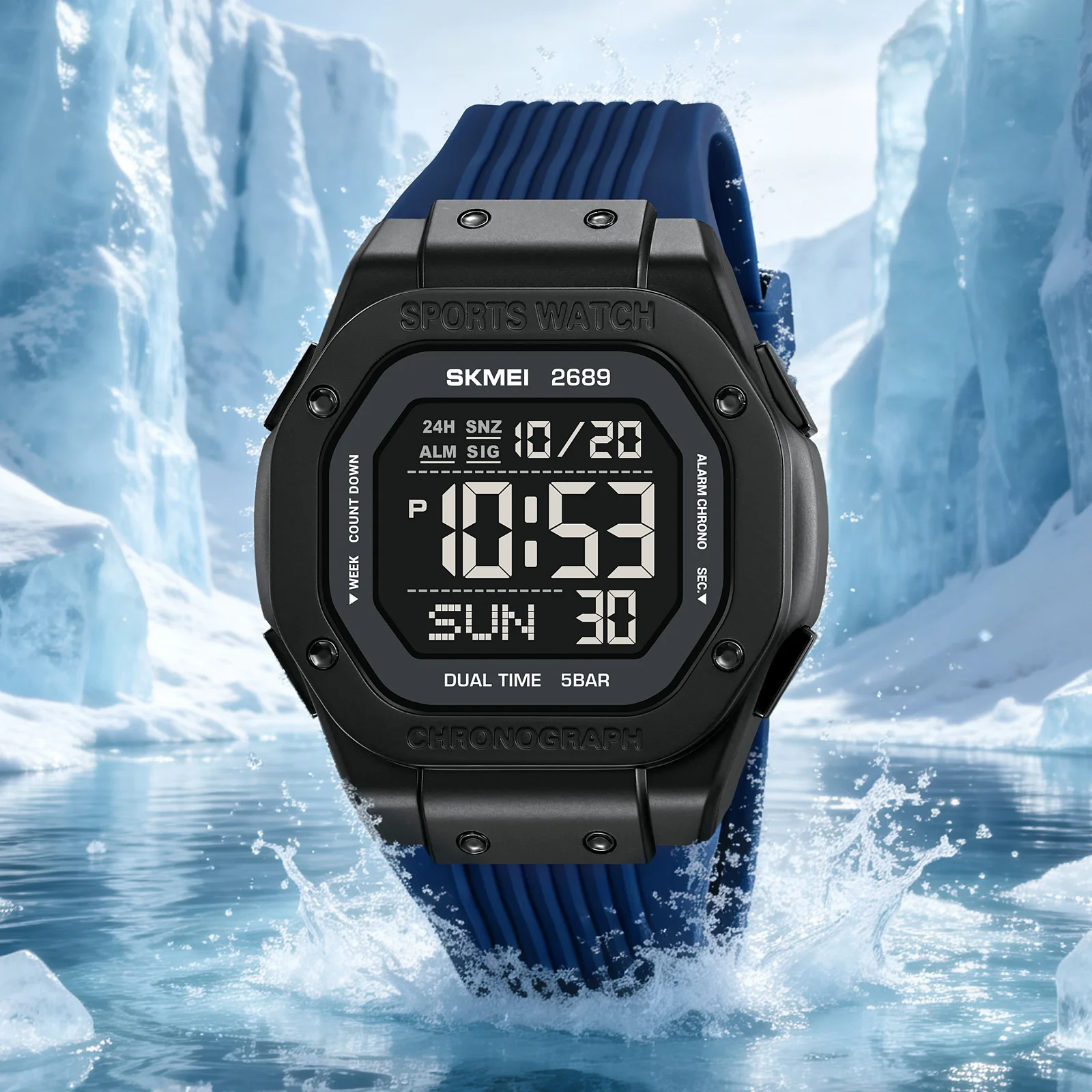 SKMEI 2689 Wristwatch Electric Watch 50 Waterproof Fashion Casual Chrono Stopwatch Alarm For Hands Car Washing Shower Outfit
