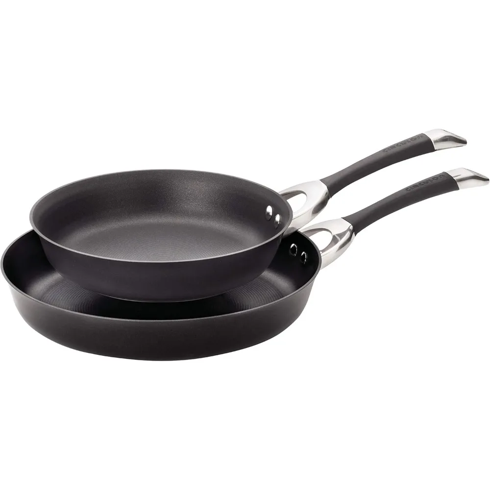 

Symmetry Hard Anodized Nonstick Frying Pan Set / Skillet Set - 10 Inch and 12 Inch, Black