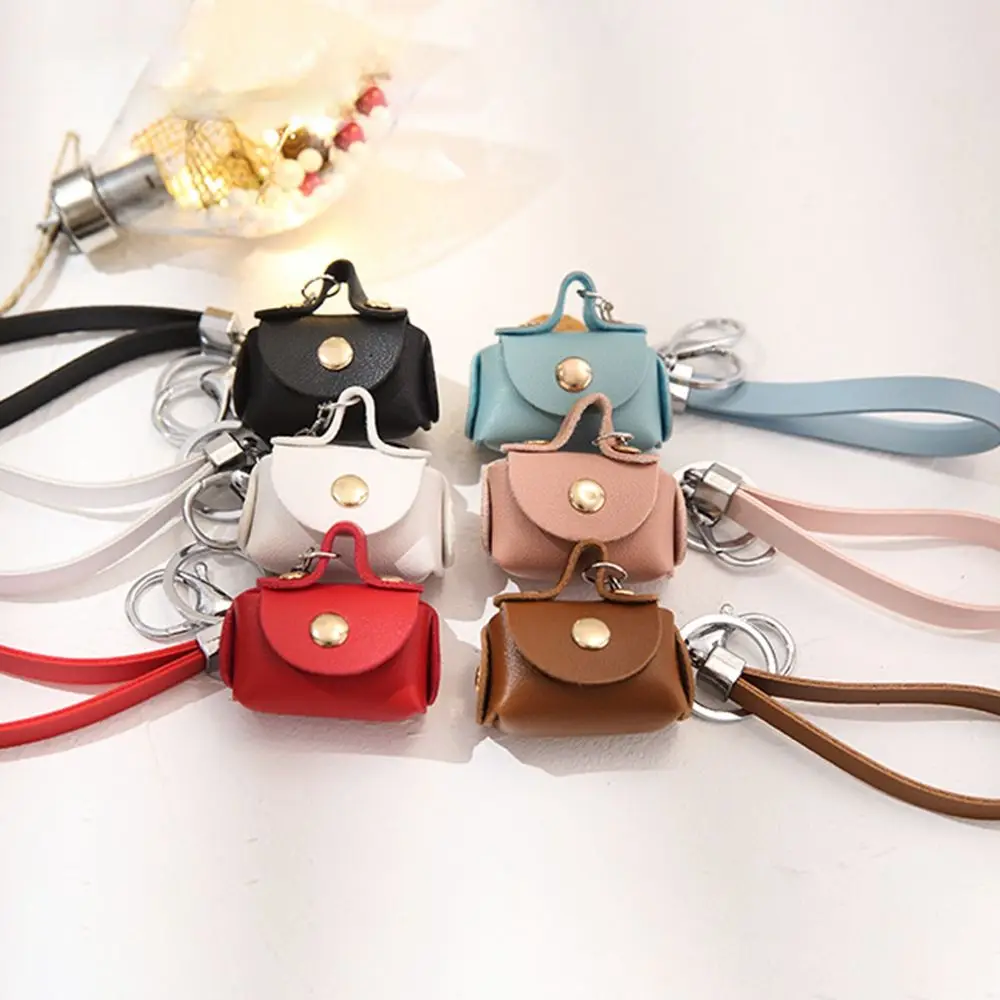 Leather Storage Bag Car Key Accessories Headphone Bag Bag Pendant Decoration Bag Key Chains Korean Style Key Ring Coin Purse