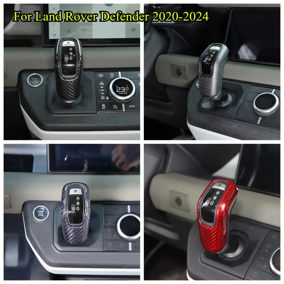 

For Land Rover Defender 90 110 130 L663 2020-2025 Real Carbon Fiber Car Gear Shift Head Air Conditioning Mode Button Cover Trim