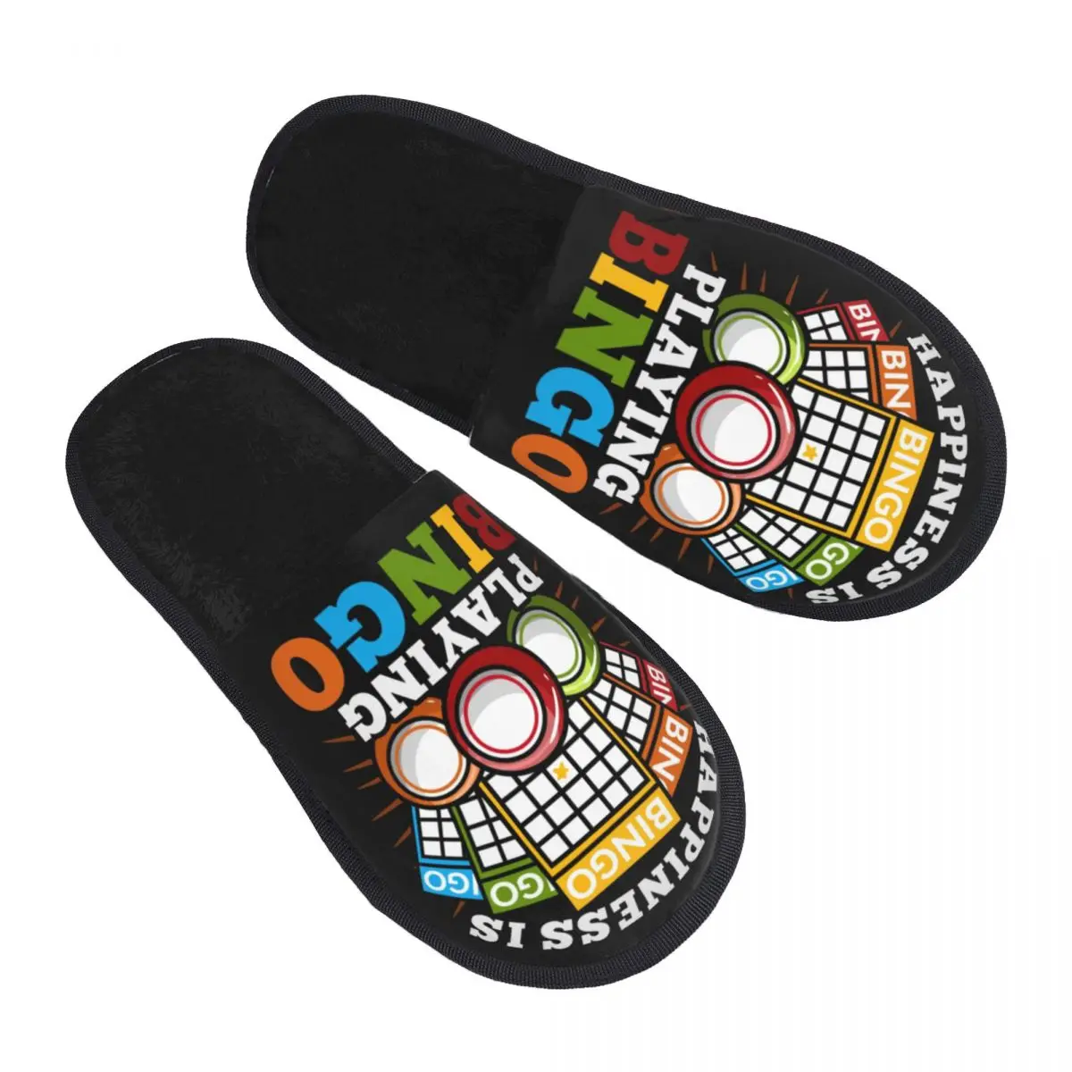 

Custom Print Women Bingo Balls Paper Game House Slippers Cozy Warm Memory Foam Fluffy Slipper Indoor Outdoor Shoes
