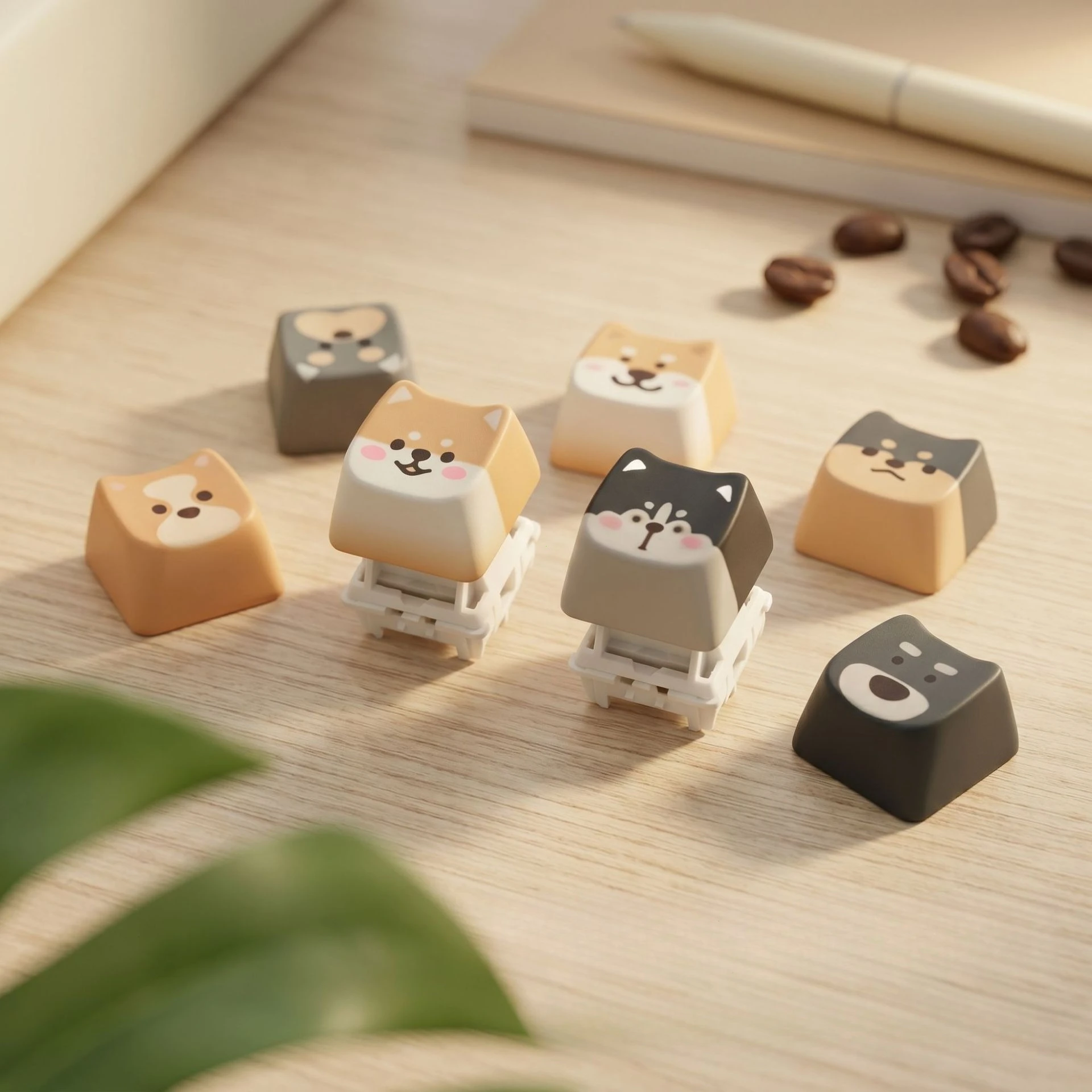Shiba Inu Welpen Mechanische Tastatur Fidget Spinner 3D-Gedruckte Basis Abnehmbare Tastenkappen Stressabbau-Spielzeug Tragbarer Schlüsselanhänger Geschenke – Detail 3