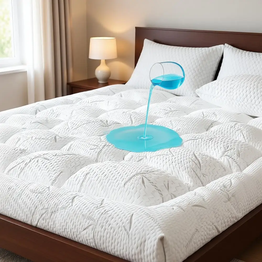 

Наматрасник Queen Size с толстым слоем Pillow Top, водонепроницаемый и дышащий, идеально подходит для кроватей с глубокими карманами, белый