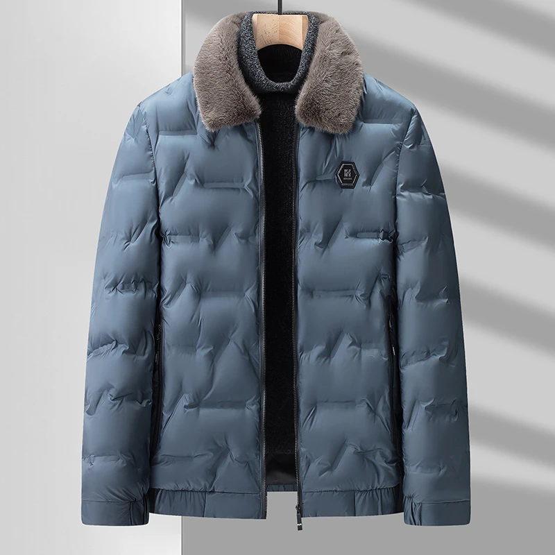 Jaket kerah bulu hangat pria, parka tebal tahan angin katun untuk pria ritsleting kualitas tinggi pria Streetwear diskon besar