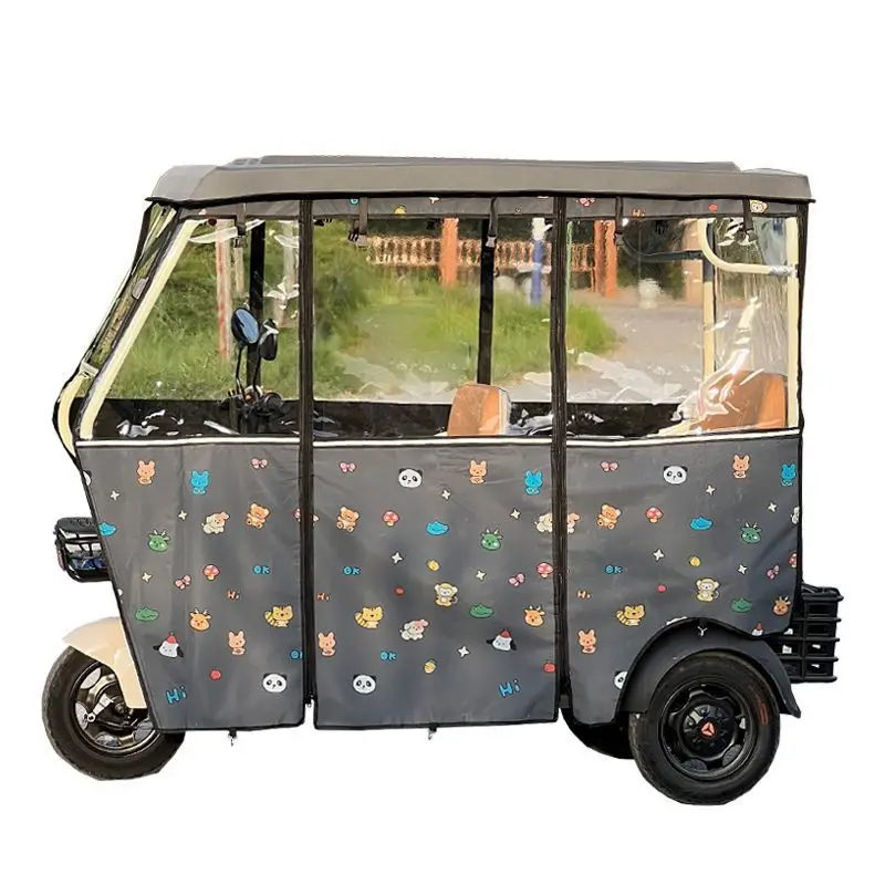 Thickened new mesh rain curtain rainproof fully enclosed sunscreen, special canopy carport tricycle double layer
