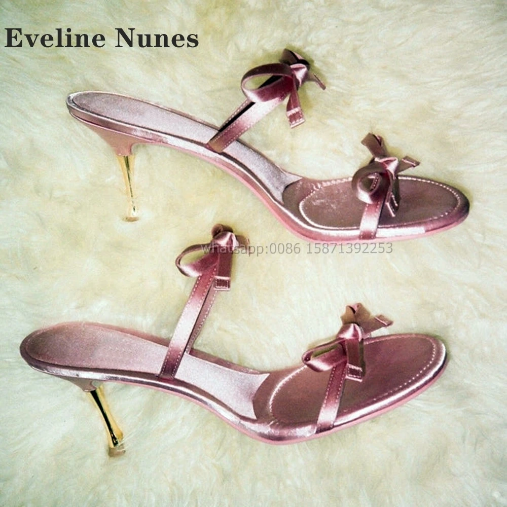 

Bowknot Satin Shallow Sweet Slides Open Toe Stiletto Side Air Slingback Solid Sexy Slippers Slip On Party Nifty Shoes 2024 Trend