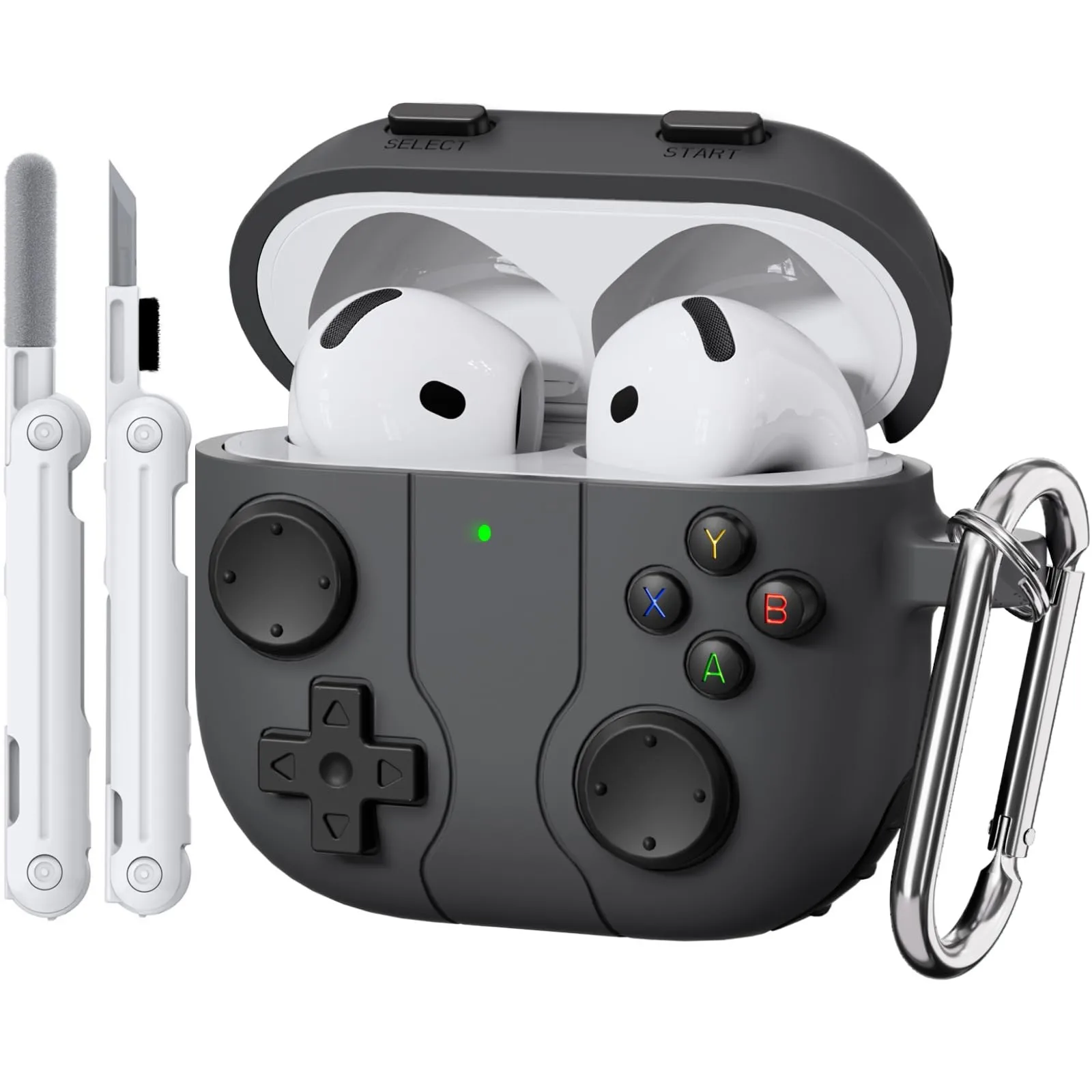 Funda Clásica para Apple Airpods 4, Funda Divertida de Silicona Suave con Kit de Limpieza para AirPods 4 con Llavero