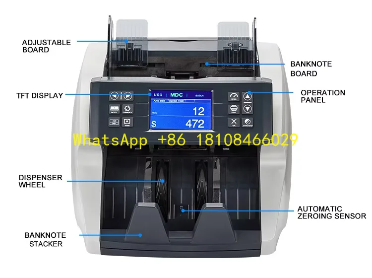 Banknote Cash Bill Counting Machine for USD EUR GBP Value Money Counter Versatile Multi-Currency Detector