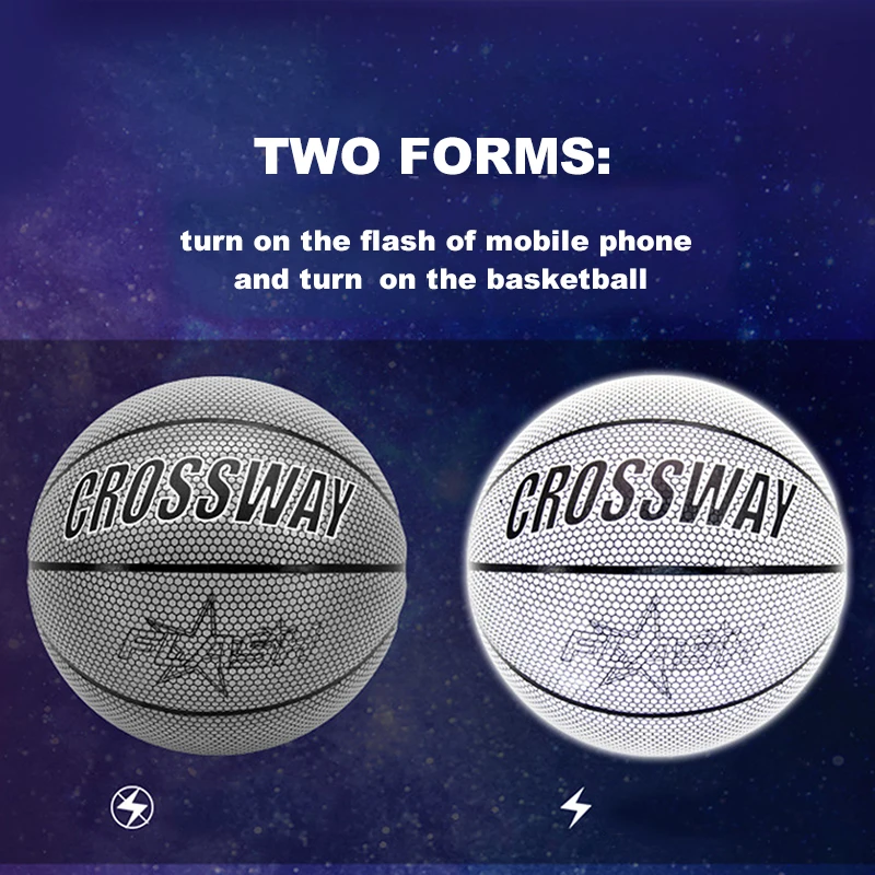 Glowing Reflective Basketball Luminous Flashing Basketball Night Training Sports Indoor And Outdoor