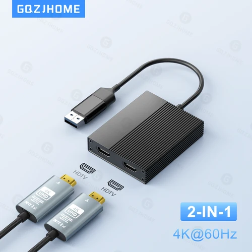 Imagen 1 del producto DL6950 Chip DisplayLink 4K 60Hz USB C/USB 3.0 a doble estación de acoplamiento HDTV Compatible con Windows macOS mac M1/M2 Android Chrome