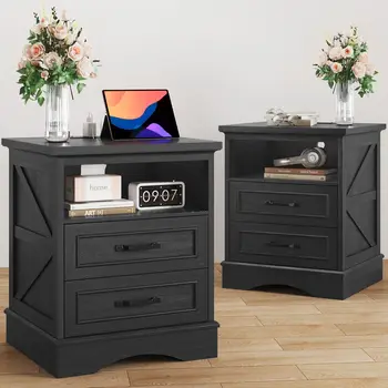 Farmhouse Nightstands Charging Set 1