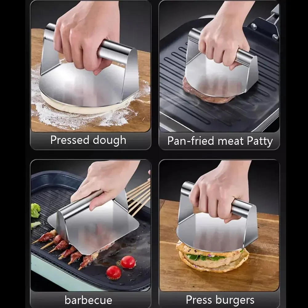 1pc Stainless Steel Hamburg Meat Press Professional Square Press Non-Stick Patty Press Easy Clean for Meats Kitchen Accessories