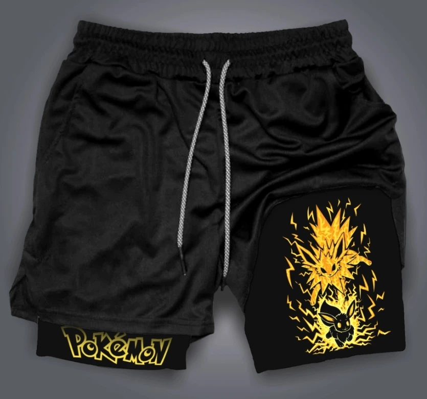 

2025 Pok É Mon Pok É Mon Evolution Shorts Printed Breathable Sports Men's Casual Shorts