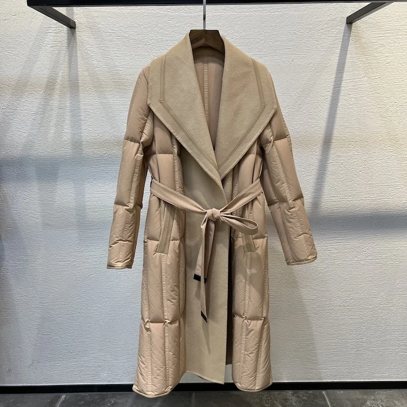 ملابس نسائية لعام 2025 سترة صوفية فاخرة خفيفة متوسطة الطول لخريف وشتاء جديد 1105 #3