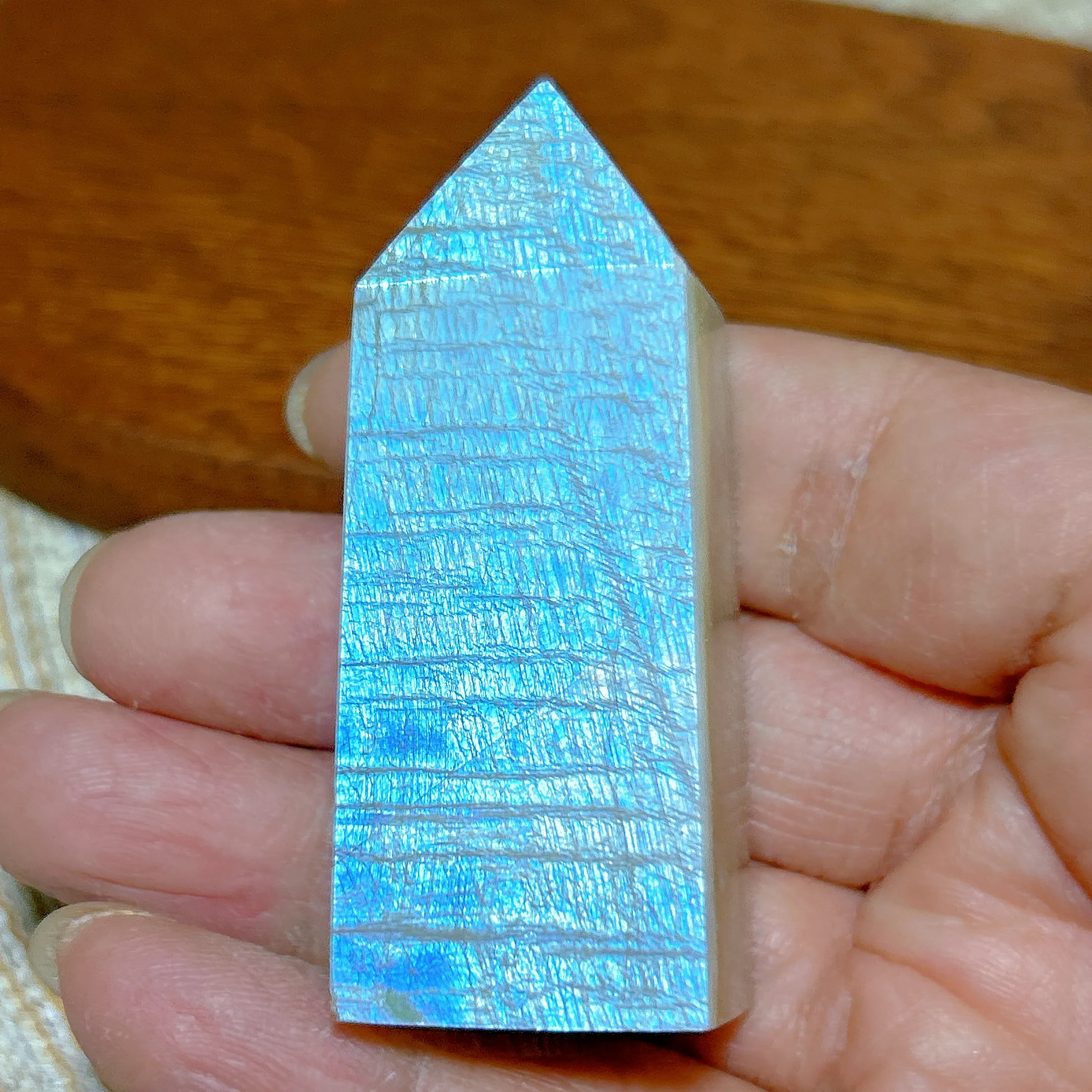 Natural Blue Flashy Moonstone Tower Point Crystal Healing High Quality Gemstones Polished Mineral Energy Home Decorations Gift