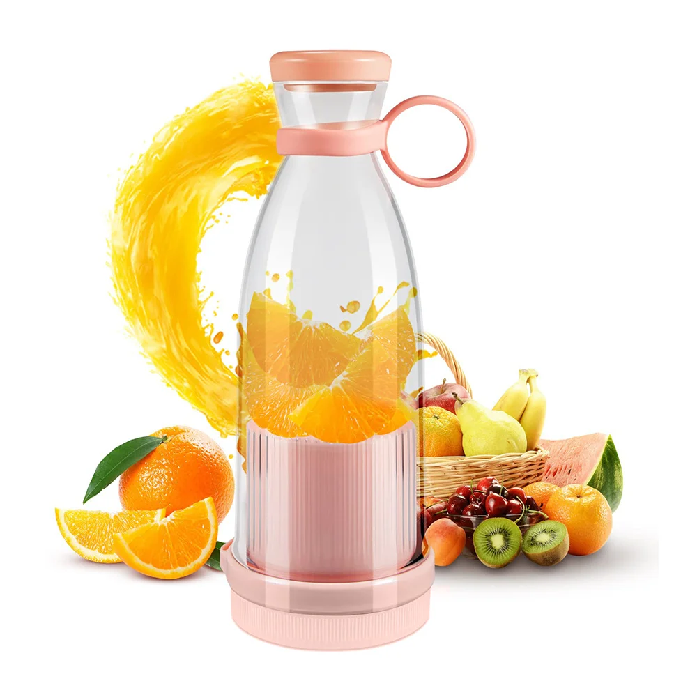 Misturadores recarregáveis espremedores de frutas frescas azul/rosa usb portátil garrafa de suco mini liquidificador elétrico rápido smoothie fabricante de gelo