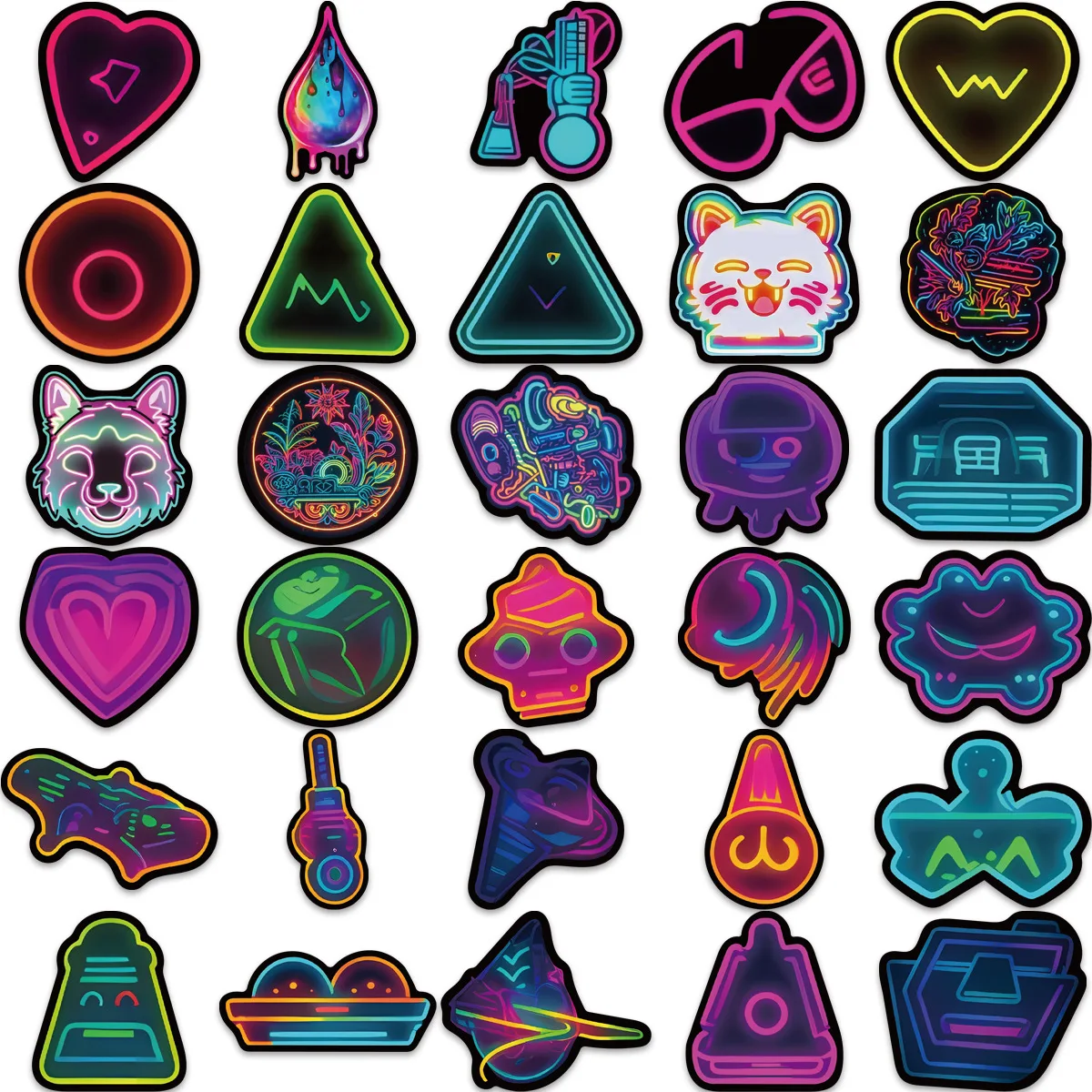 Desenhos animados Neon Pattern Cool Graffiti Capacete, Mala impermeável DIY, Capacete Notebook, Skate, Nova moda, Atacado, 10 Pcs, 30 Pcs, 50Pcs