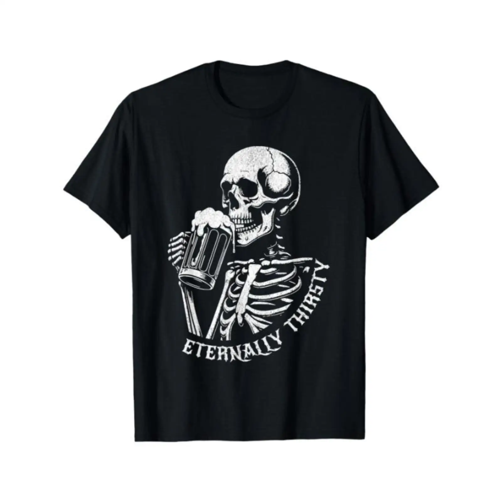 

Funny Skeleton T-shirt Men Women Eternally Thirsty Graphic Tee Beer Lover Gifts Halloween Humor Tops