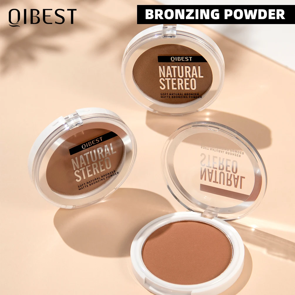 QIBEST Face Bronzer Makeup Contour Shading Powder Trimming Powder Make Up Cosmetic Face Concealer Highlighter Bronzer Palette