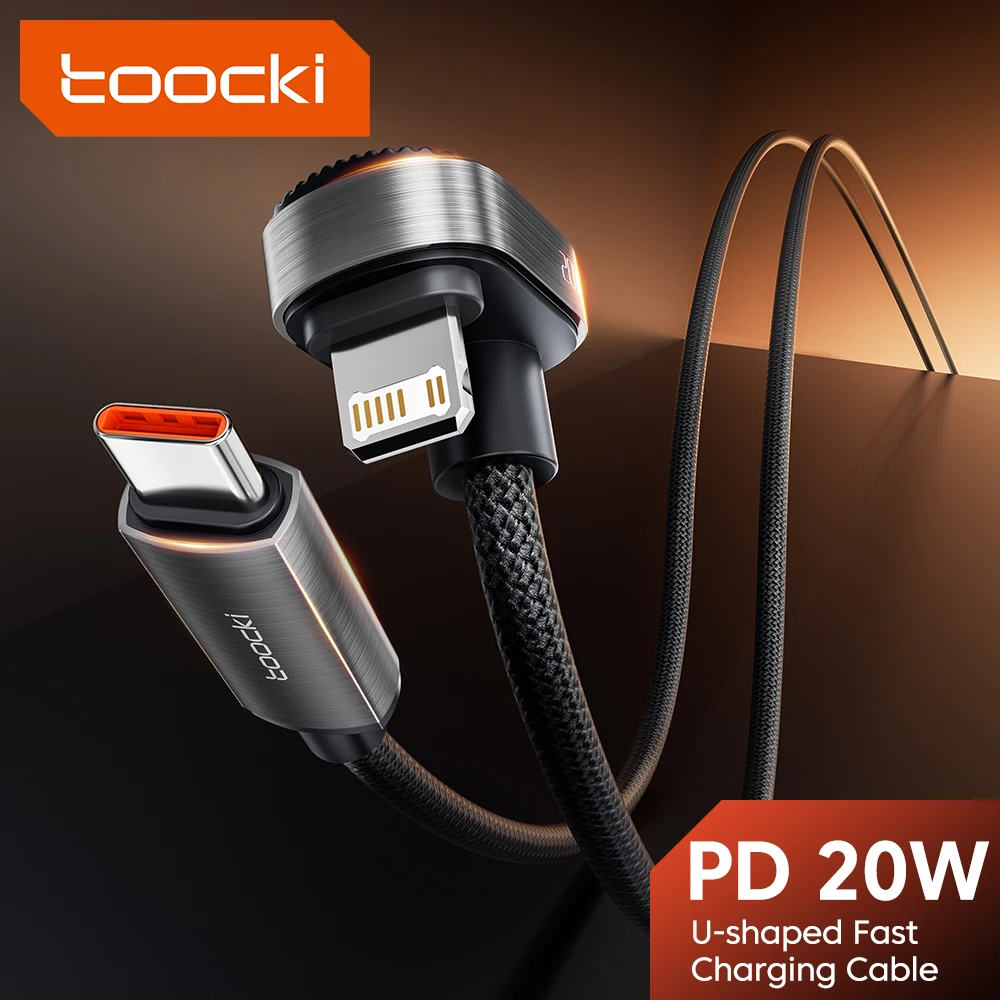 Toocki PD 20W USB C to Lightning Cable for iPhone 14 13 12 11 Pro Max 2.4A Fast Charging USB-C U-shaped for iPad Gaming Cable