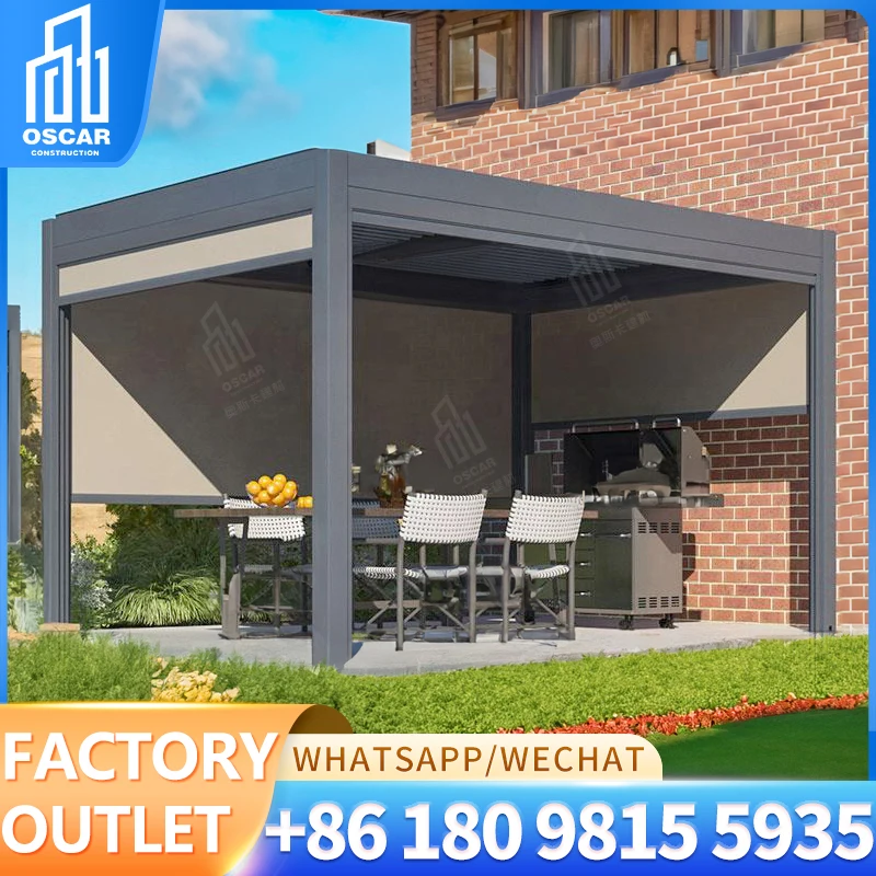 Garden building independent waterproof electric shutter pavilion pavilion UV-resistant aluminum pergola