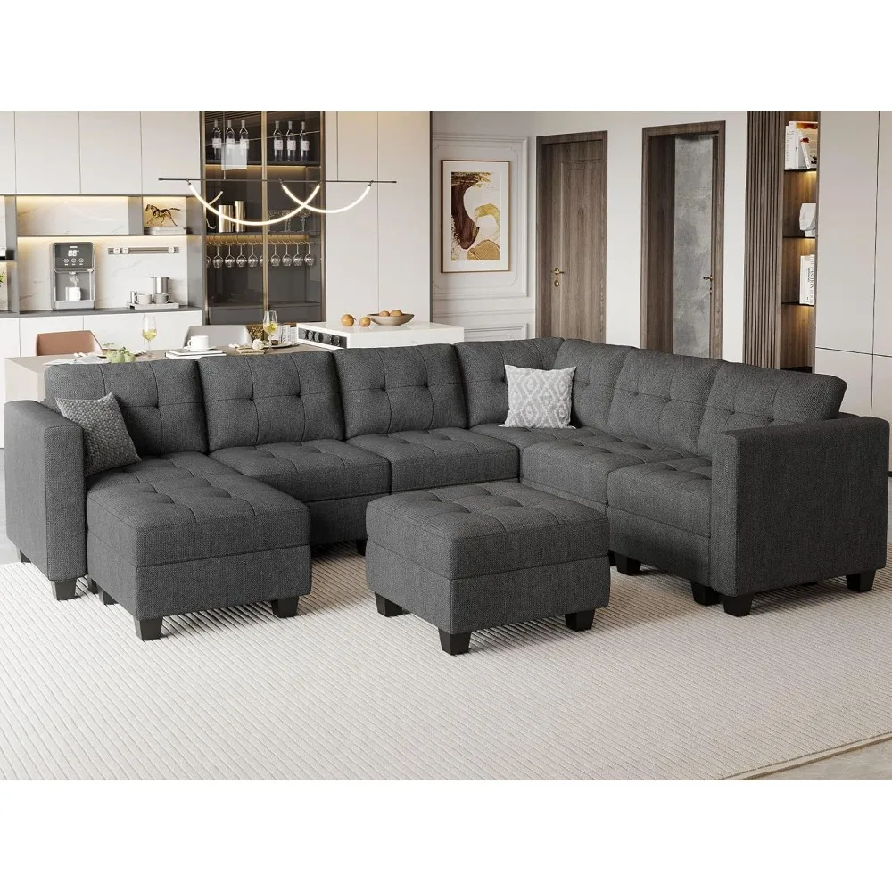 

Modular Sectional Sofa Set with Ottomans U Shaped Sofa Set with Storage Seat and Reversible Chaisesm, Modular Couch Sofa