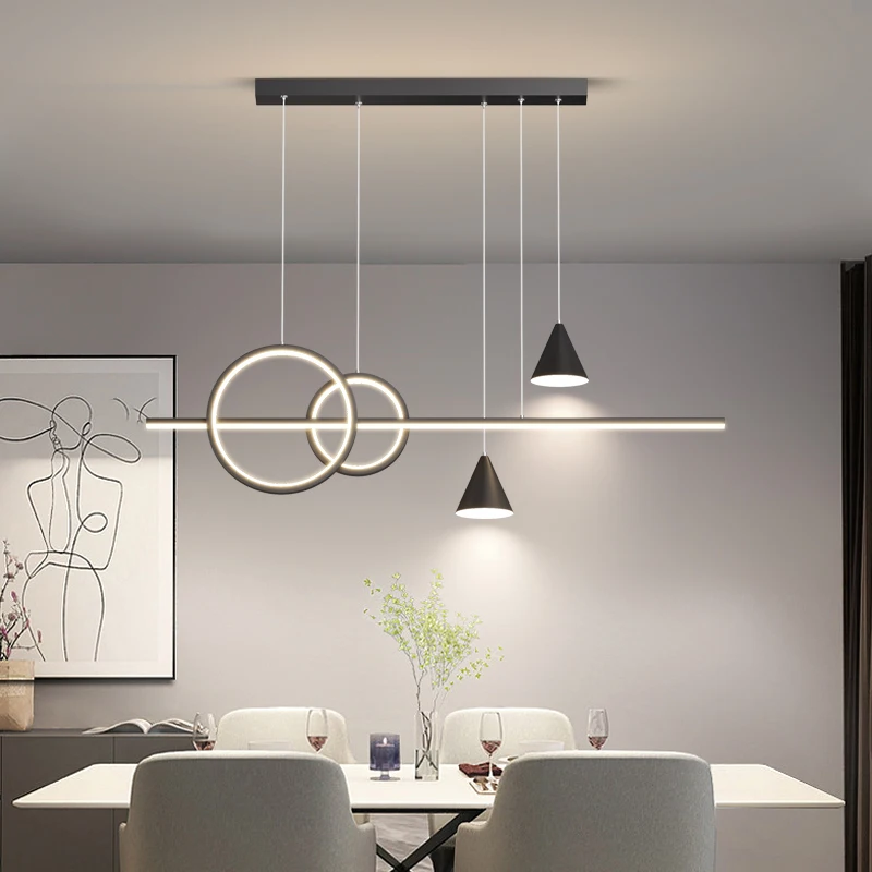 Imagem -04 - Lâmpada Pingente Led Moderna Mesa de Jantar Regulável Lusters de Cozinha Lustre Preto e Branco Minimalista Decoração para Casa Luminárias